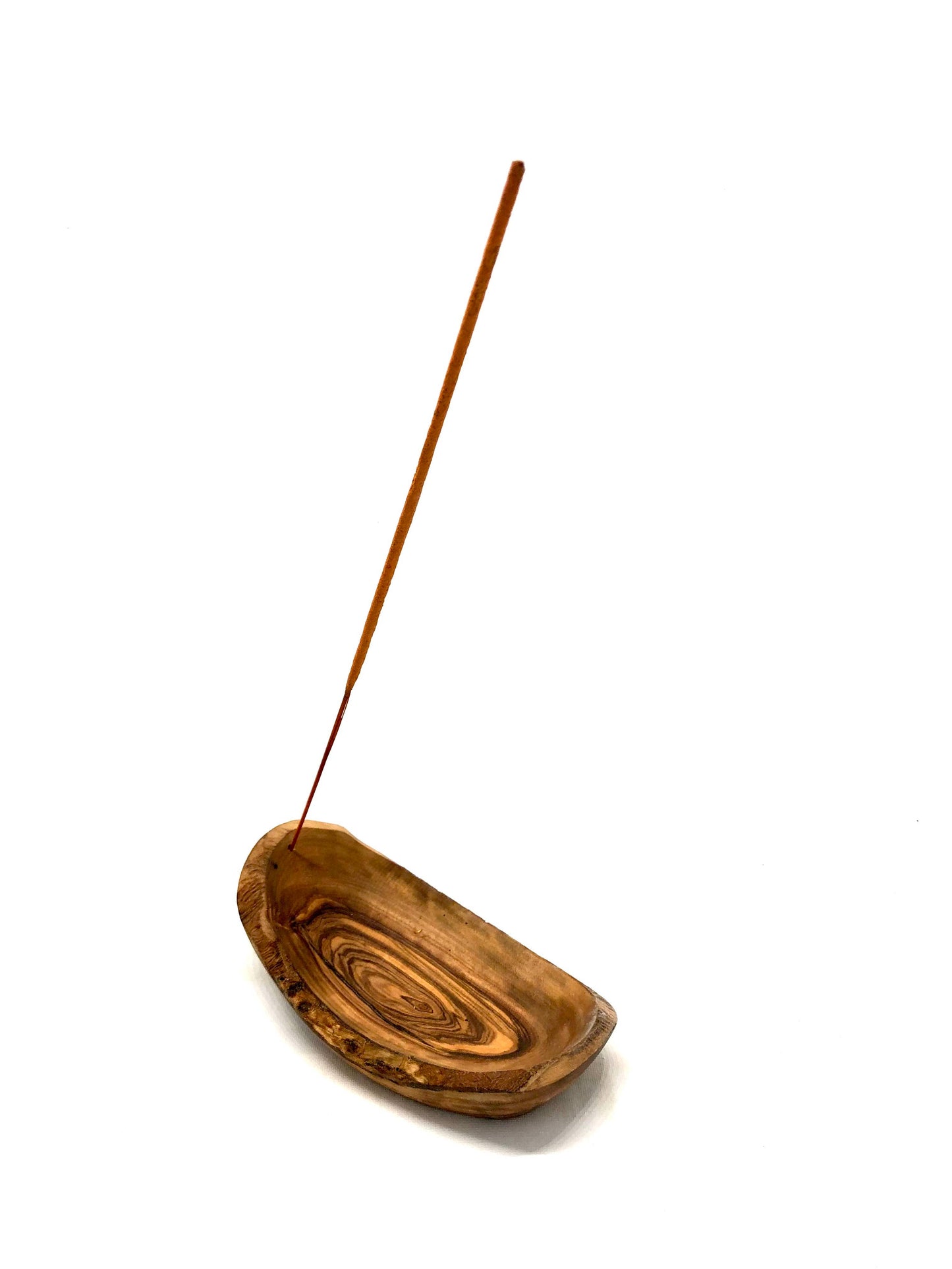 Rustic oval incense holder 16 cm made of olive wood