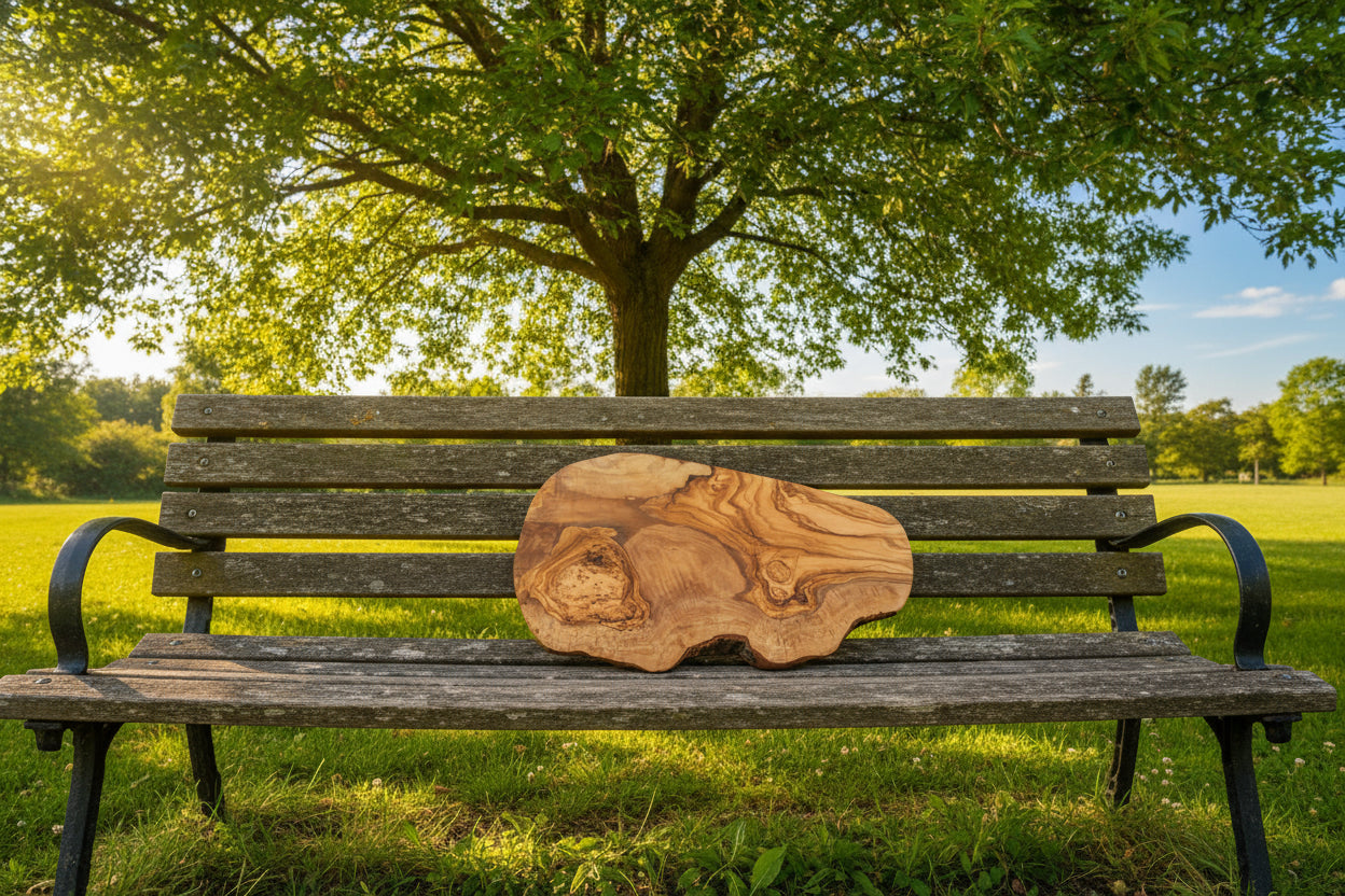 Natural edge cutting board 45 cm olive wood