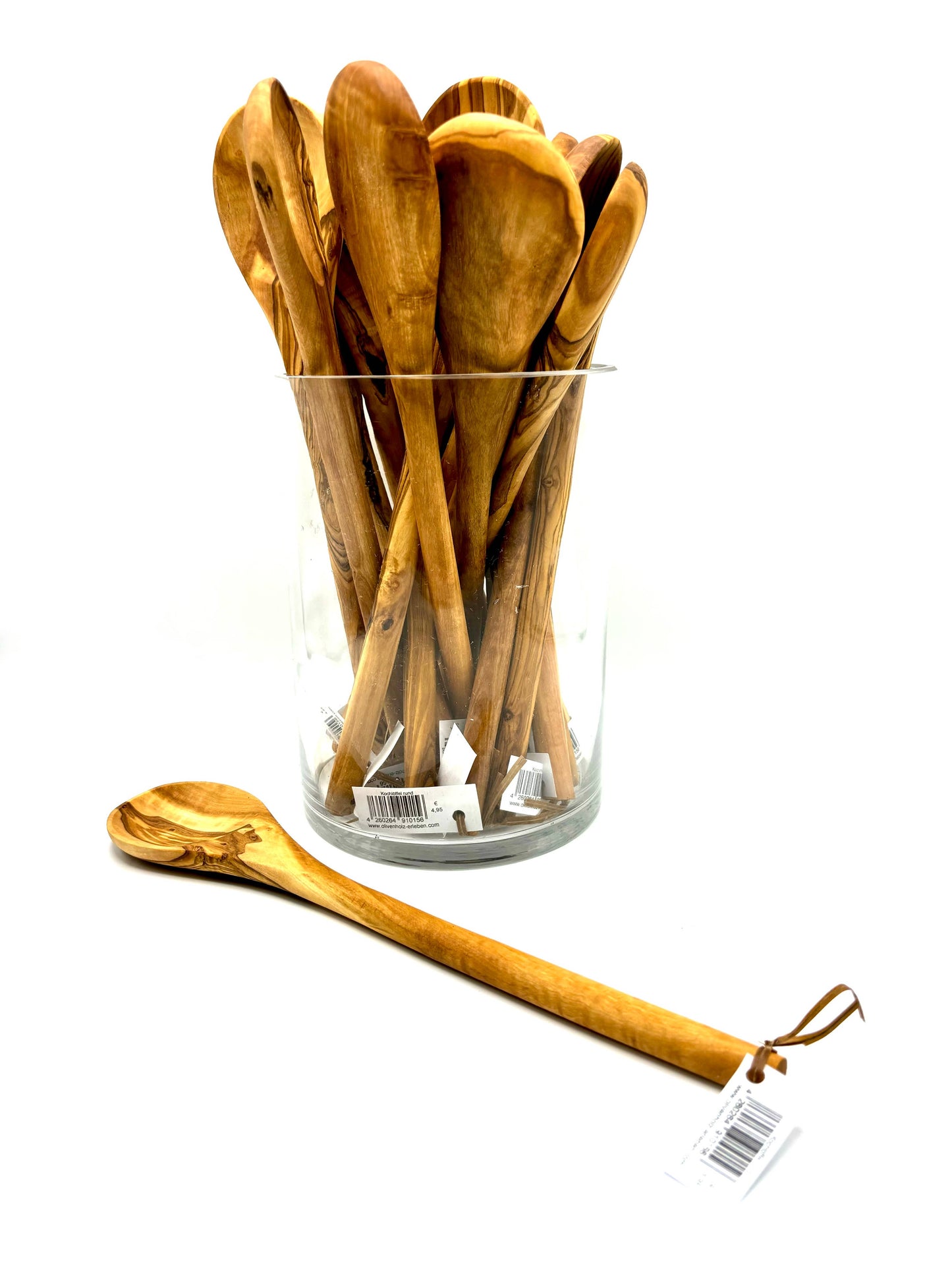 Round olive wood cooking spoon