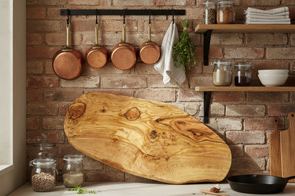 Natural edge cutting board 45 cm olive wood