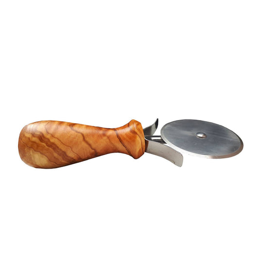 Pizza roller with olive wood handle