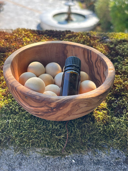 Vanilla Oil Infusion Set - Hand Turned Olive Wood Bowl & Scented Oil Gift
