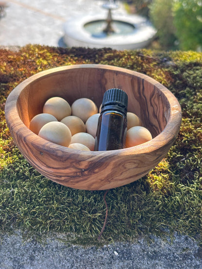 Vanilla Oil Infusion Set - Hand Turned Olive Wood Bowl & Scented Oil Gift