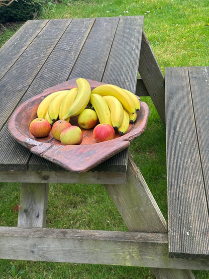 Antique Wooden Dough Bowl: Rustic Farmhouse Treen 67cm