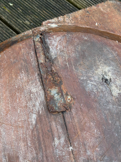 Antique Wooden Dough Bowl: Rustic Farmhouse Treen 67cm