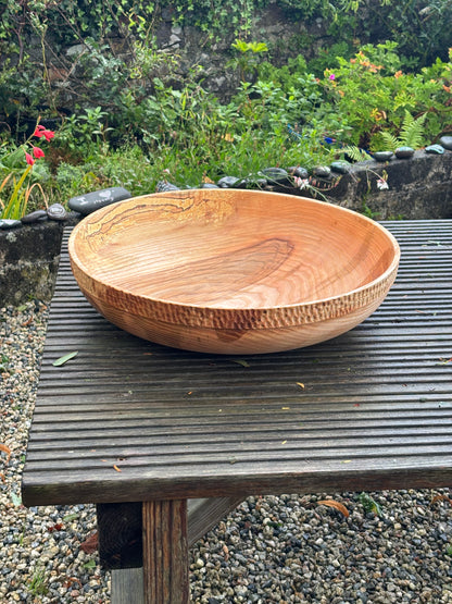 Extra Large Handcrafted Ash Fruit & Salad Bowl with natural spalted detail