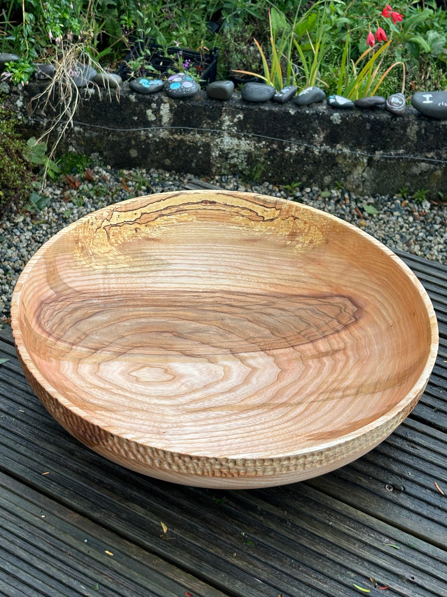 Extra Large Handcrafted Ash Fruit & Salad Bowl with natural spalted detail