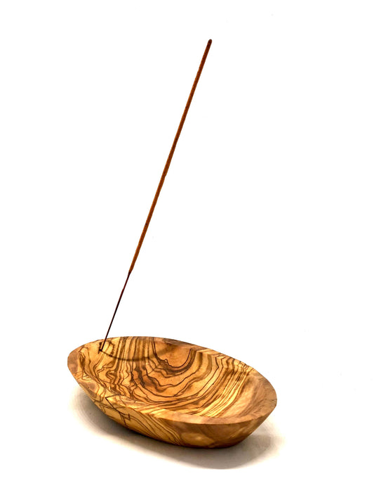 Oval incense holder 16 cm made of olive wood