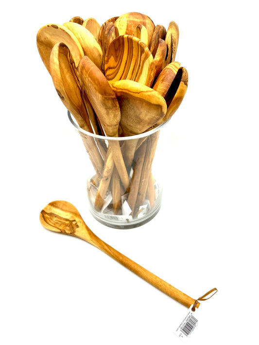 Round olive wood cooking spoon